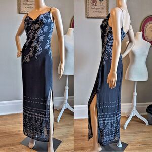 Vintage 1990s Rampage Slip Dress Floral Cottage Slit Whimsygoth Size 3